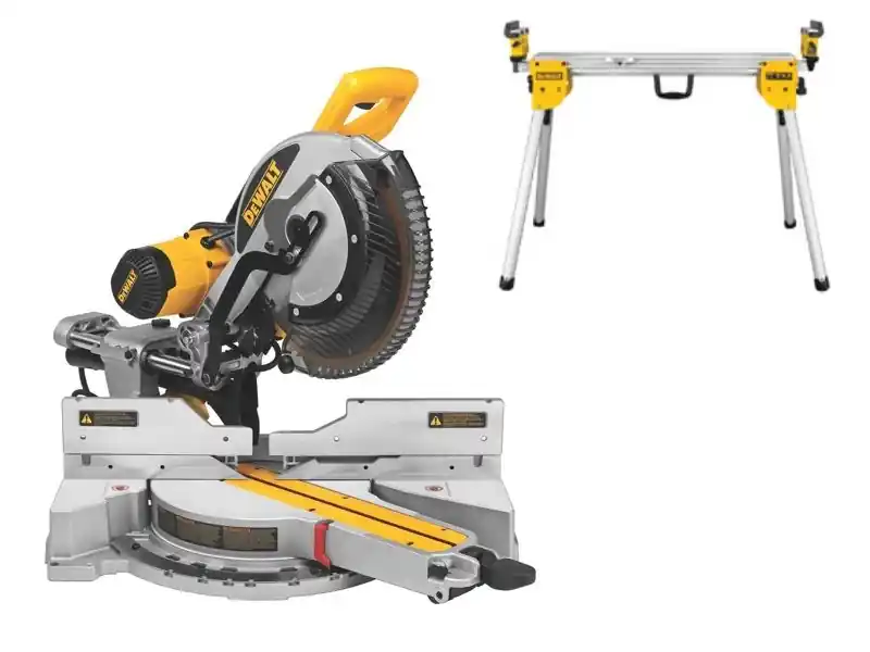 DeWalt DWS780Set Scie a onglets radiale + DE7033 Piètement