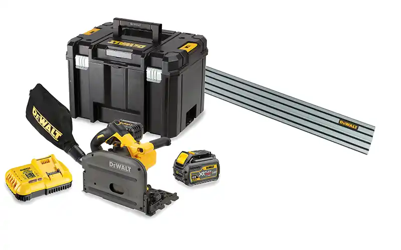 DeWalt DCS520T2R-QW-DWS5022-XJ DCS520T2R-QW Scie plongeante XR FlexVolt 54V 6,0Ah 165mm + Règle 1500mm