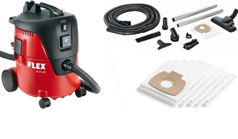 Flex-tools 409979 VC 21 L MC Aspirateur de sécurité avec nettoyage manuel du filtre, 20 l, classe L + 5 sacs filtrants