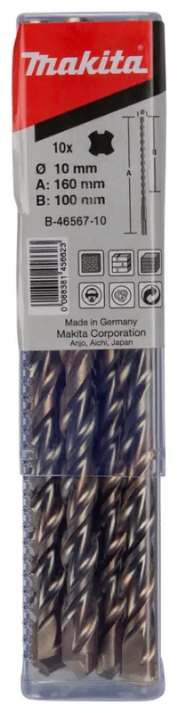 Makita Accessoires B-46567-10 P2S SDS-PLUS foret 10x160mm 10 Pièces