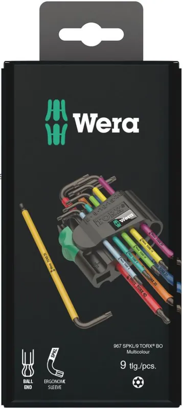 Wera 05073599001 5073599001 Cle mâle tête spherique torx 967/9 PKL TX 1 SB (jeu de 9)