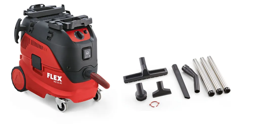 Flex-tools 465674 VCE33L AC-Set Aspirateur de sécurité avec nettoyage automatique du filtre, 30 L, classe L + kit de nettoyage