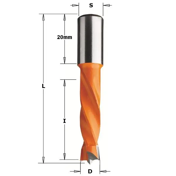 CMT 308.160.12 Foret à cheville HM 16mm, tige 10x20 - Gauche