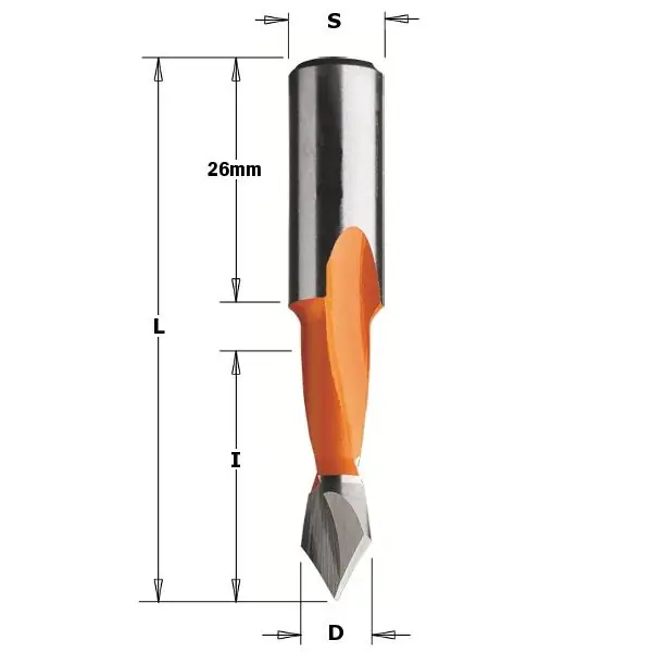 CMT 313.050.12 Foret à cheville pointue 5mm - tige 10x26 - Gauche