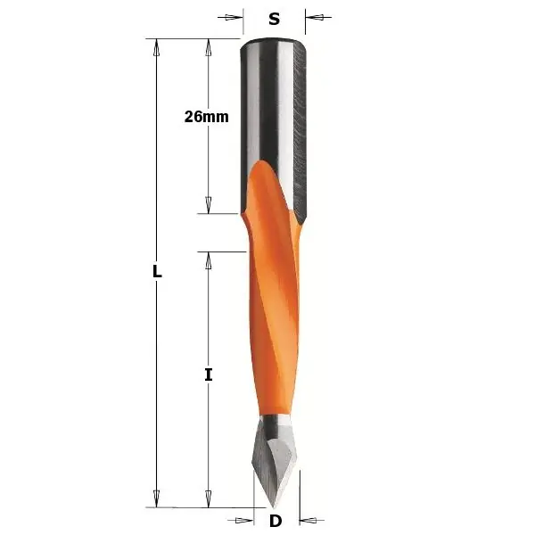 CMT 314.095.12 Foret à cheville pointue HW 9,52mm - tige 10x26 - Gauche
