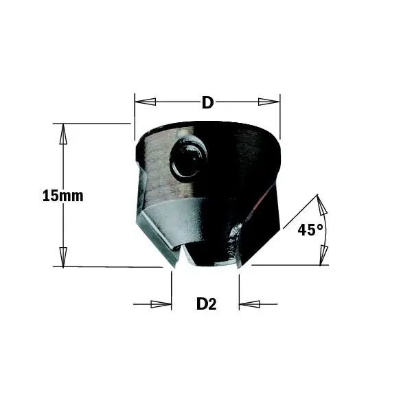 CMT 316.090.12 Fraisoir pour mèche hélicoïdale 18mm D2 9mm - Gauche