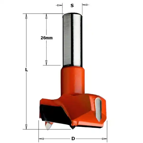 CMT 317.160.11 Mèche à façonner pour charnière 16mm - tige 10x26 - Droite