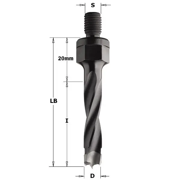 CMT 346.060.12 Foret à cheville 6mm - tige M10 - Gauche