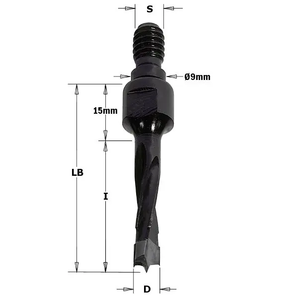 CMT 353.120.11 Foret à cheville 12mm - tige M8 - 9x4 - Droite
