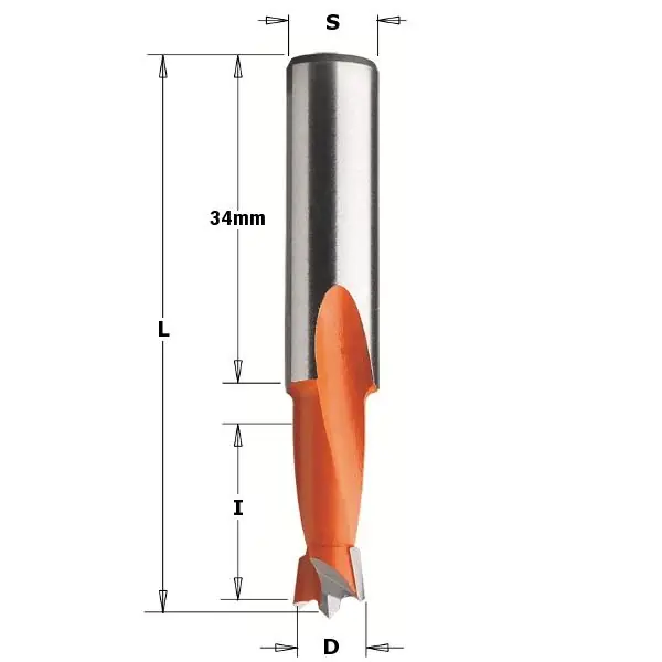 CMT 361.070.11 Foret à cheville 7mm - tige 10x34 - Droite