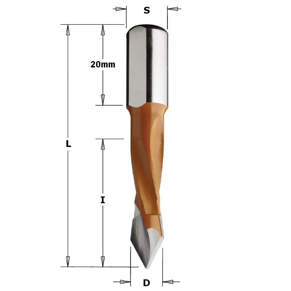 CMT 381.060.12 Foret à cheville pointue 6mm - tige 10x30 - Gauche