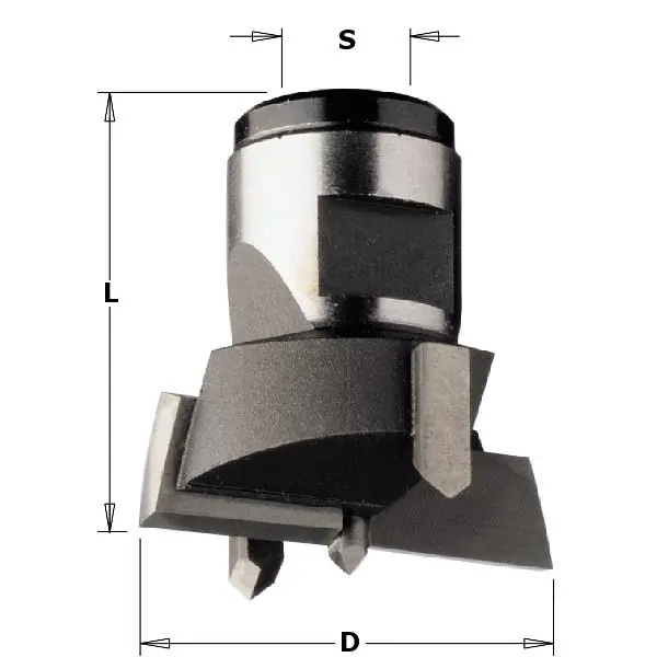 CMT 501.220.12 Mèche à façonner pour charnière avec raccord fileté femelle, 22mm - tige M12x1 - Gauche