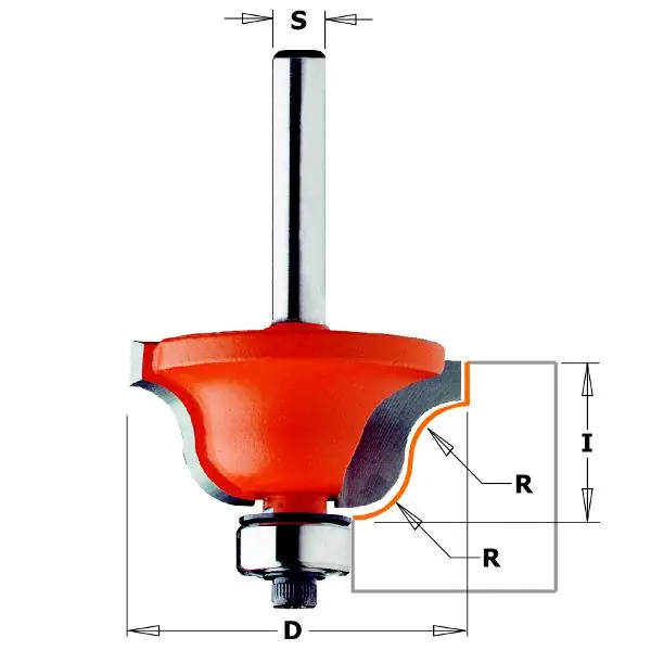 CMT 940.270.11 Fraise à profil avec un roulement de guidage ondulé 28,7x11,5 R=4 - tige 8mm