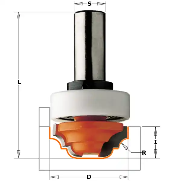 CMT 948.817.11B Fraise à profil avec roulement - tige 31,7x13x58,3 R=4 - tige 12mm