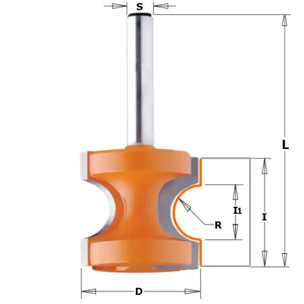CMT 954.502.11 Fraise à arrondir 22,2x19x57,2 R=3,2 tige 12 mm