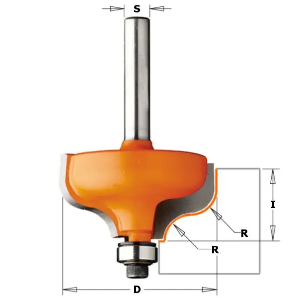 CMT 960.040.11 Fraise à profil avec roulement ondulé avec bord en relief R=4 - tige 8mm