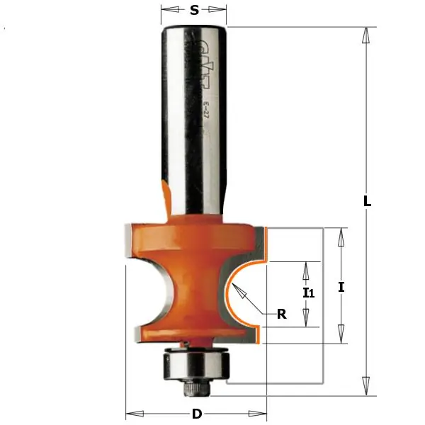 CMT 961.564.11 Fraise à profil avec roulement - Perle R=6,35 - tige 12mm