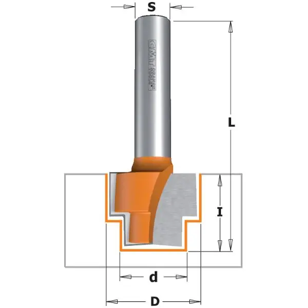CMT 965.122.11 Fraise à feuillure progressive 16,3x16x80 tige 8 mm