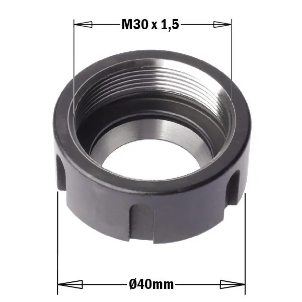 CMT 992.123.02 Écrou de serrage pour article 123, Gauche, 40xM30x1,5