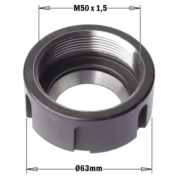 CMT 992.383.01 Écrou de serrage pour pince de serrage ER40, Droite, 63xM50x1,5