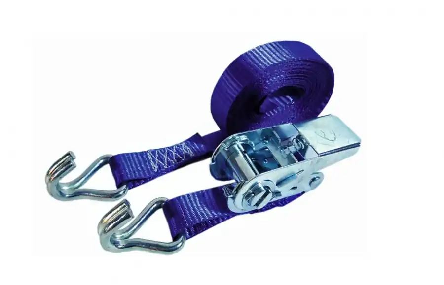 Little Jumbo 1825450501 Sangle d‘arrimage 25mm. cliquet bleu 5.0m avec crochets en J
