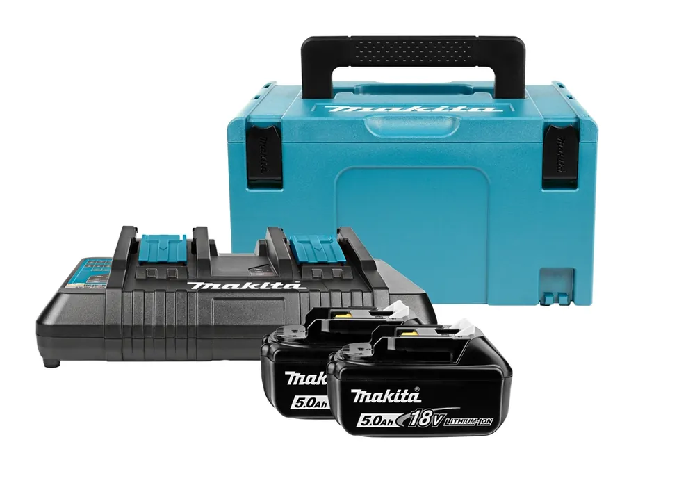 Makita Accessoires 197629-2 Kit de démarrage - 2 x Batterie BL1850B 18V 5.0Ah + Chargeur Duo DC18RD dans MBox 3
