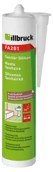 illbruck FA201342479 FA201 Mastic sanitaire siliconé, tube de 310 ml, blanc neige