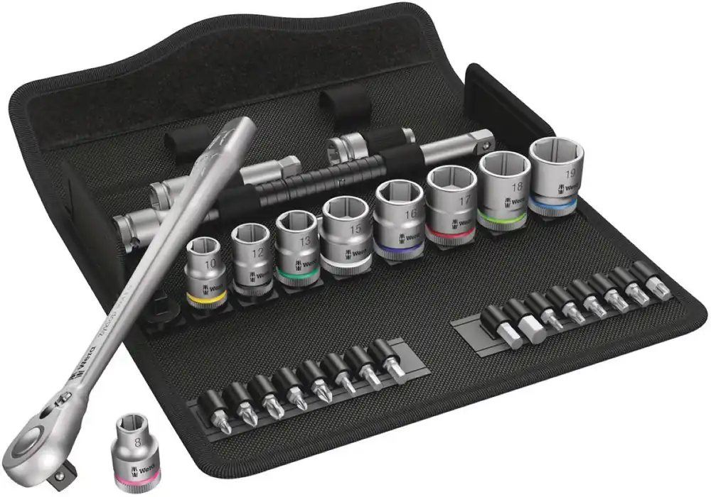 Wera 05004048001 8100 SB 8 Jeu de cliquets Zyklop Metal, cliquet inverseur, entraînement 3/8", métrique, 29 pièces