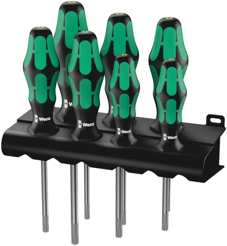 Wera 05223161001 367/7 TORX HF Kraftform Plus Jeu de tournevis avec fonction de maintien + support, 7 pièces