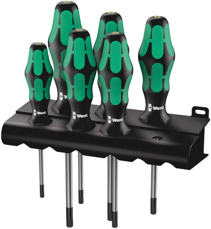 Wera 05028059001 367/6 TORX HF Kraftform Plus Jeu de tournevis avec fonction de maintien + support, 6 pièces