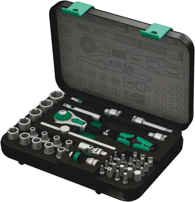 Wera 05003533001 8100 SA 2 Jeu de cliquets Zyklop Speed, entraînement 1/4", métrique, 42 pièces
