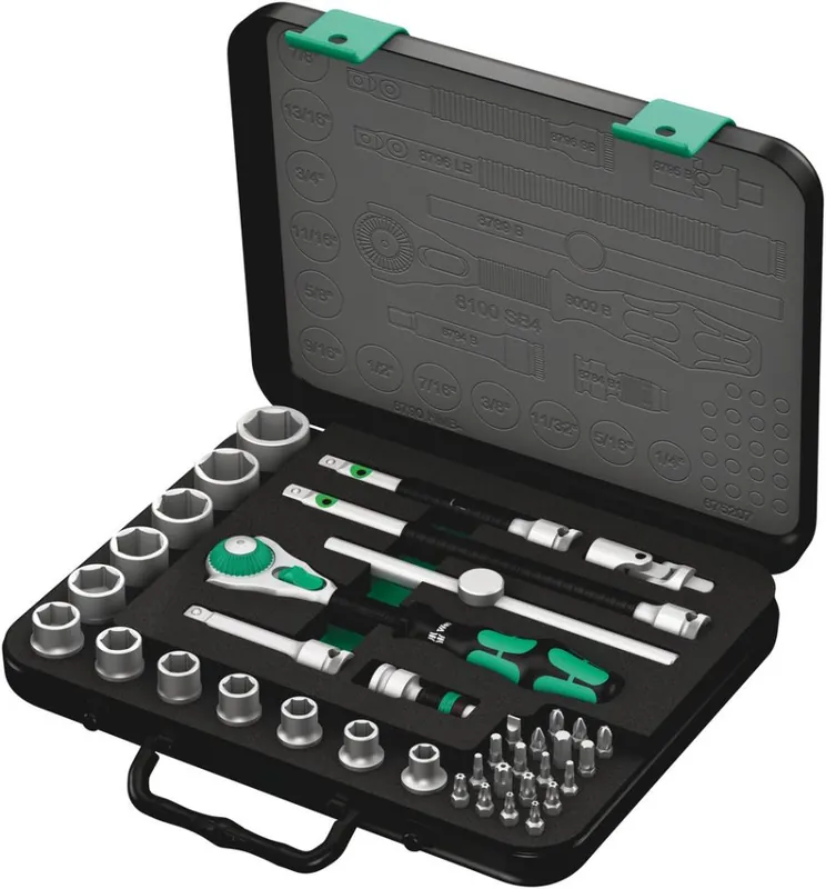 Wera 05003596001 8100 SB 4 Zyklop Speed jeu de clés à cliquet 3/8" drive, inch, 38 pièces