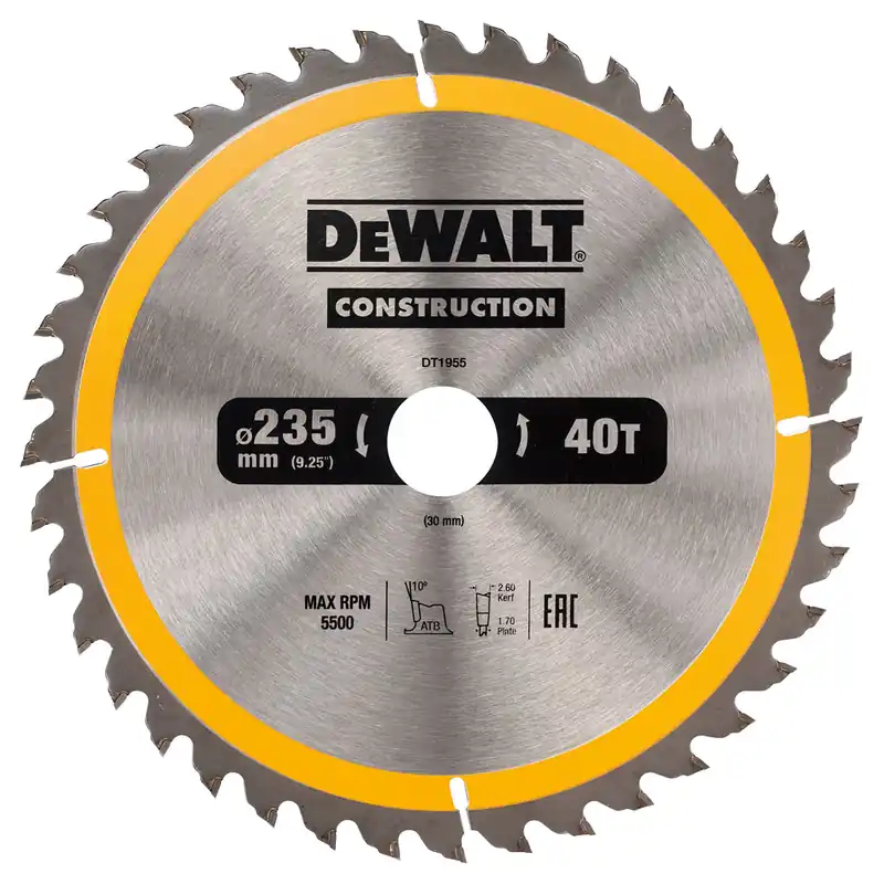 DeWalt Accessoires DT1951-QZ Lame de scie circulaire 184 x 20 mm 24T ATB 18°