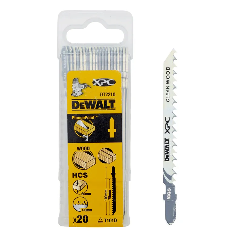 DeWalt Accessoires DT2210-QZ Lame de scie sauteuse XPC® - HCS 100 x 6 x 60 mm (T101D) 20 Pièces