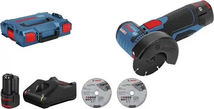 Bosch Bleu 06019F200B Meuleuse sans fil GWS 12V-76, 2 batteries 3,0 Ah, L-BOXX