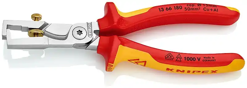 Knipex 13 66 180 1366180 Pince à dénuder VDE 180 mm avec coupe-câble