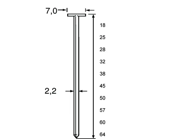 Dutack 5220034 TN22 Clous en T galvanisés 18mm 2000 pcs