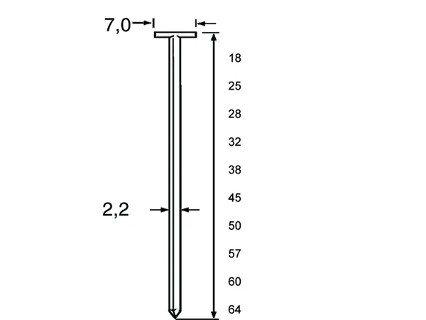 Dutack 5220036 TN22 Clous en T galvanisés 28mm 2000 pcs