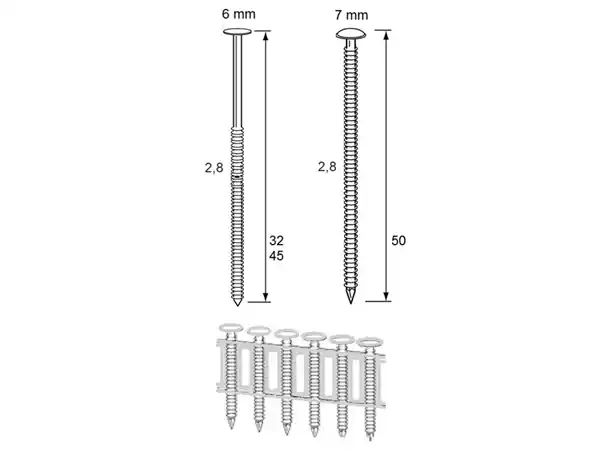 Dutack 5243005 RNCS28 Clou en rouleau annelé en acier inoxydable 50mm 6000 pcs