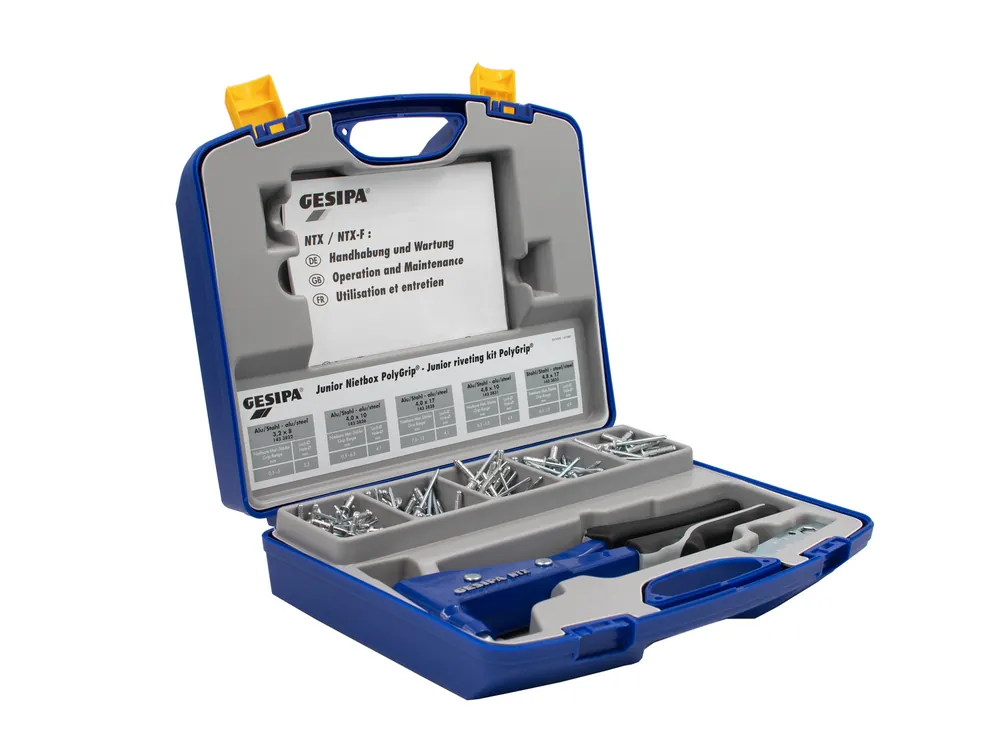 Gesipa 217541024 NTX Pince à rivets aveugles 2.4-5.0 mm en coffret d‘assortiment rempli de junior
