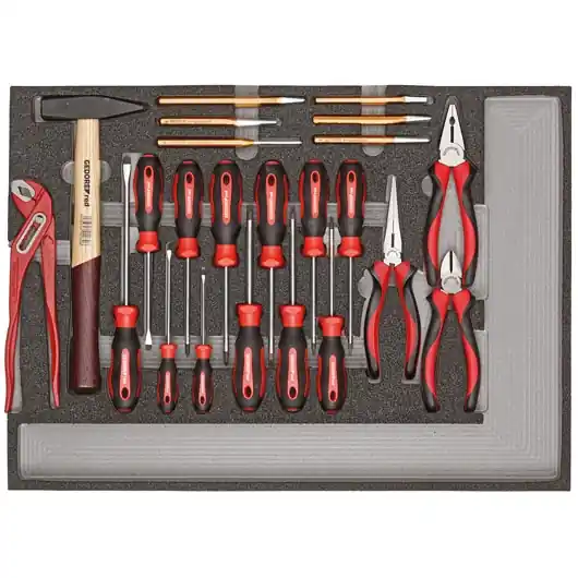 Gedore RED 3301686 R22350005 Tournevis, Pince, Marteau, Jeu de Burins 23-Pièces