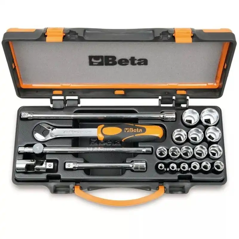 Beta 009100936 910A/C16 Jeu de clés à douille 3/8" métrique 6-22 mm 21 pièces, coffret inclus
