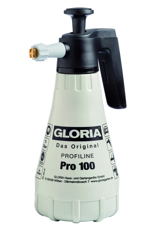Gloria 000098.0000 Pro 100 Pulvérisateur à main, capacité de remplissage 1 l., joints Viton, jet plat 80°.