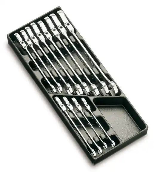 Beta 024240046 T46 Jeu de clés à cliquet 12 pièces avec genouillère 8 - 19 mm