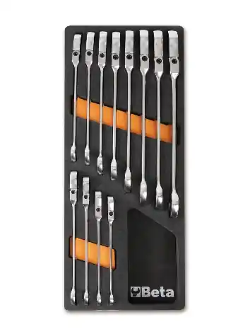 Beta 024500046 M46 Clés à cliquet avec genouillère 12 pièces 8 - 19 mm