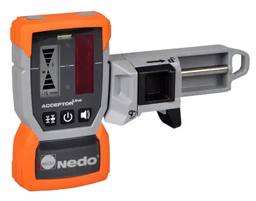 Nedo 430336 ACCEPTOR Récepteur laser de ligne avec affichage en mm et pince de fixation rapide du bâton