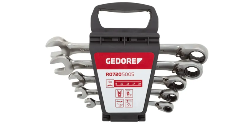 Gedore RED 3300872 R07205005 Jeu de clés à cliquet à anneau 8 - 19 mm 5 pièces