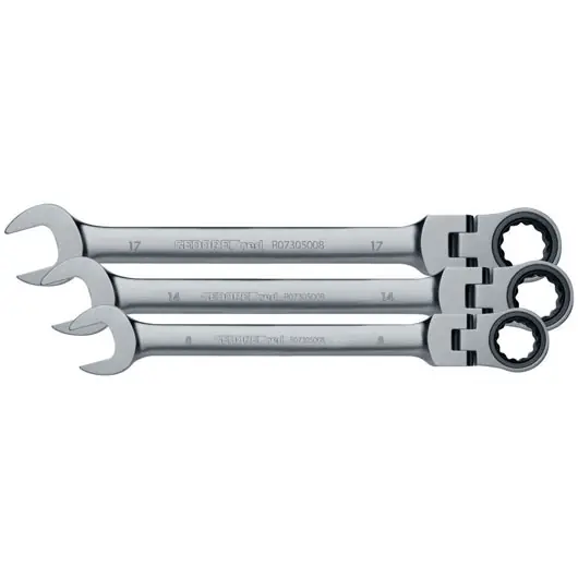 Gedore RED 3300890 R07305005 Jeu de clés à cliquet à genouillère 8 - 19 mm 5 pièces