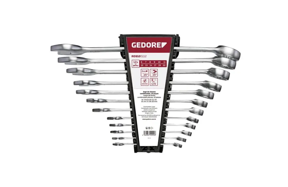 Gedore RED 3300992 R09105112 Jeu de clés à anneaux 6 - 22mm métrique 12 pièces