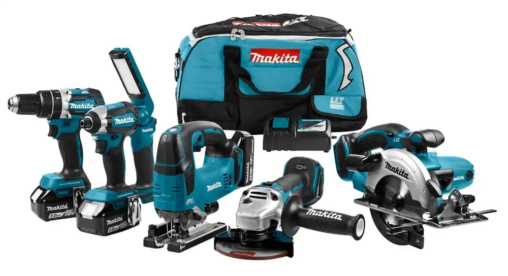 Makita DLX6082T Kit combiné DHP484 DTD153 DGA504 DGA504 DJV182 DML801 18 V 5,0 Ah